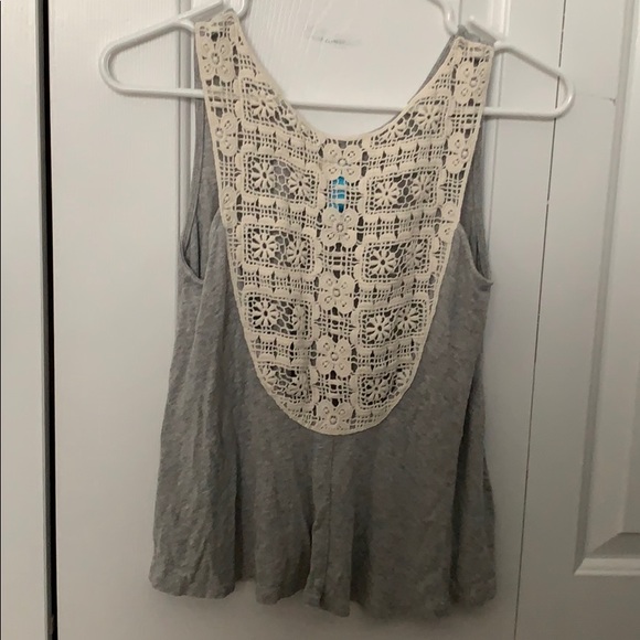 Francesca’s Laced Back Grey Tank Top - Picture 1 of 3